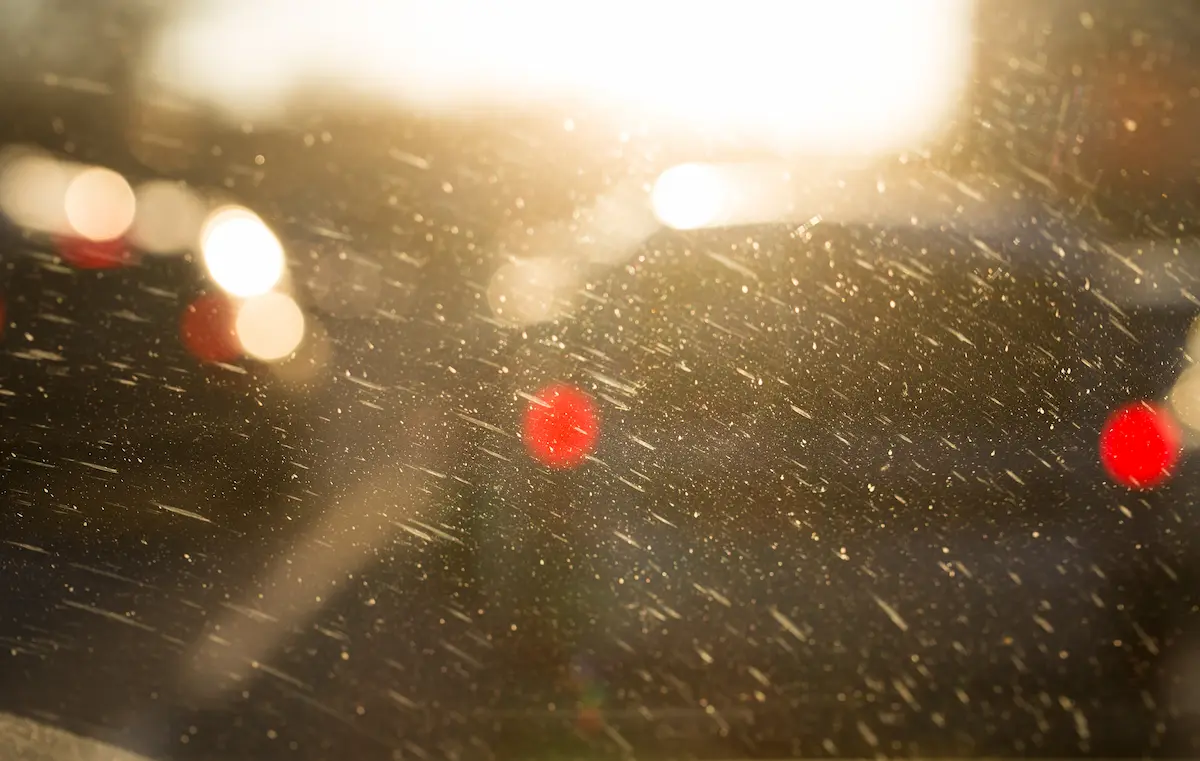 Dusty car windshield closeup